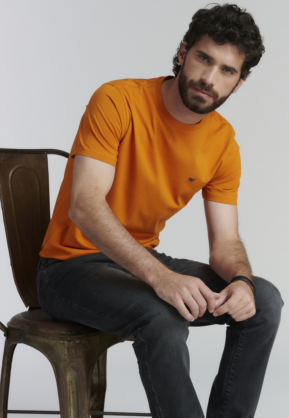 POLERA ALGODÓN HOMBRE FEROUCH NARANJO BÁSICA MAINE FR PUMKIN - 5