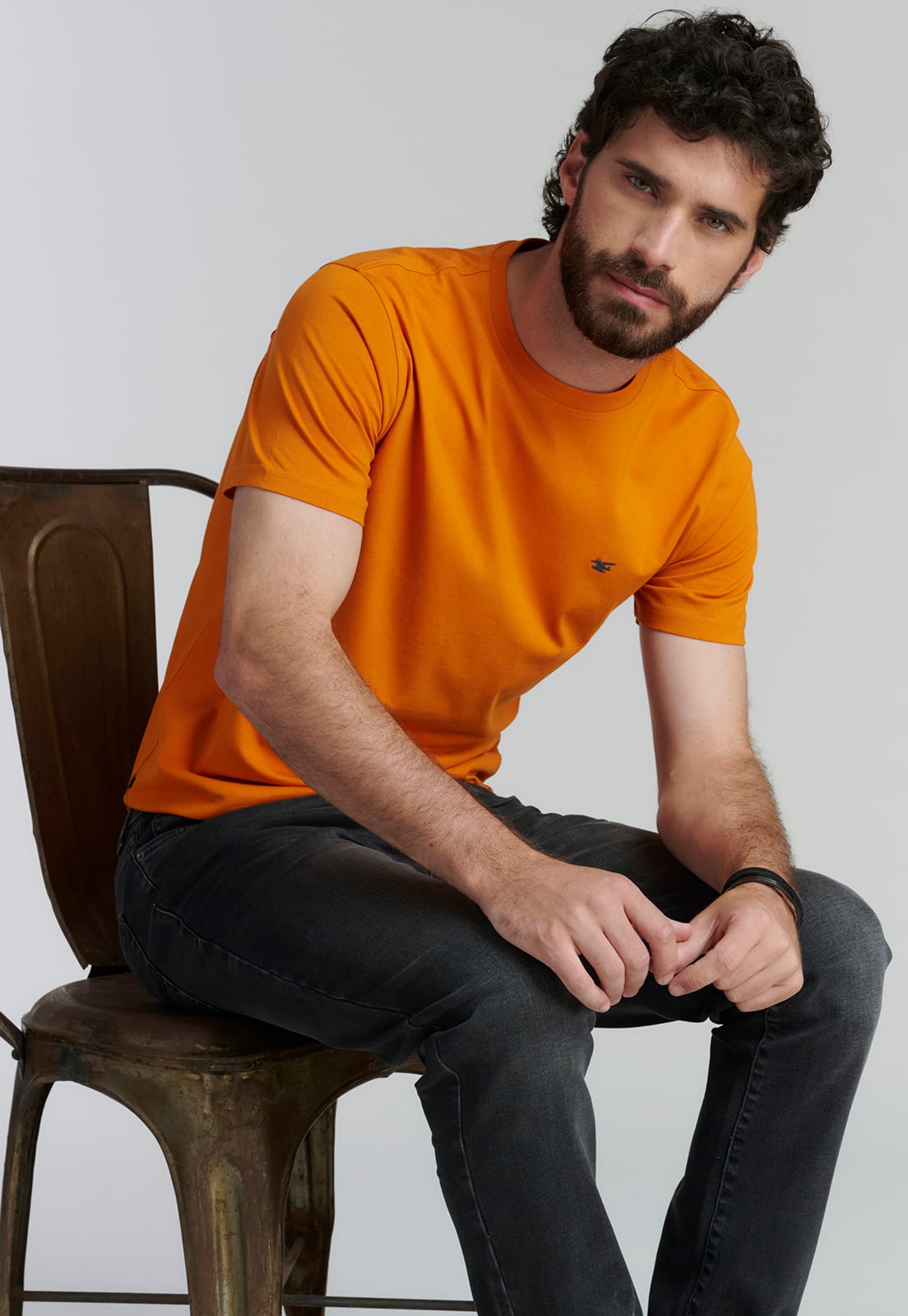 POLERA ALGODÓN HOMBRE FEROUCH NARANJO BÁSICA MAINE FR PUMKIN - 5