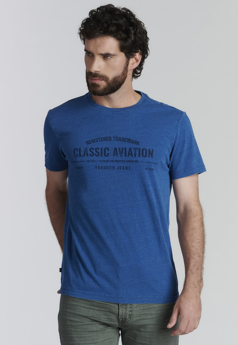 POLERA ALGODÓN HOMBRE FEROUCH AZUL IDAHO FJS INDIGO - 1