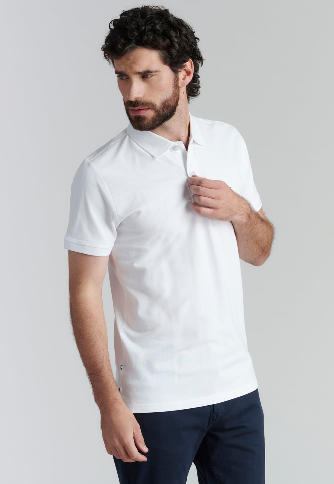 POLERA ALGODÓN ORGÁNICO HOMBRE FEROUCH BLANCO BÁSICA PIQUE FR WHITE - 1