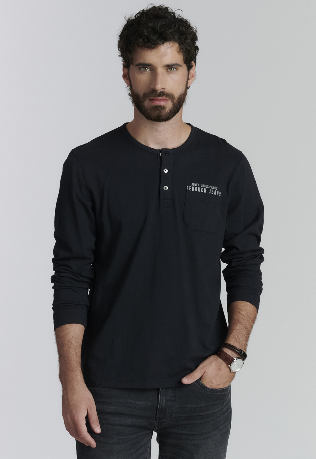 POLERA ALGODÓN HOMBRE FEROUCH NEGRO FLORIDA FJS BLACK - 1