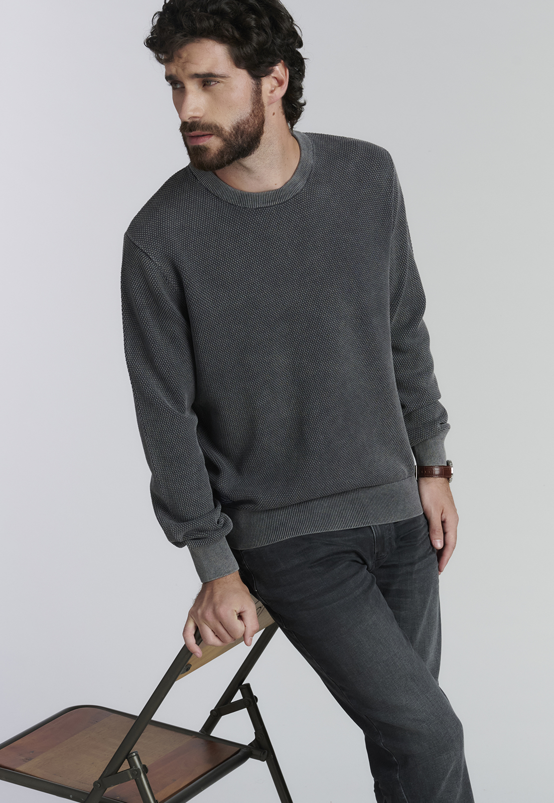 SWEATER ALGODÓN HOMBRE FEROUCH GRIS NEW YORK FJS GRAPHITE - 5