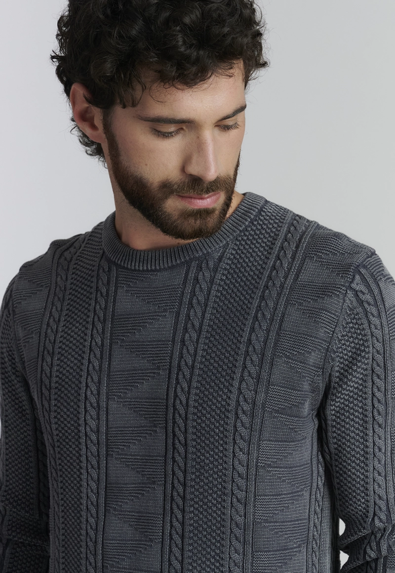 SWEATER ALGODÓN HOMBRE FEROUCH GRIS CHICAGO FJS GRAPHITE - 3