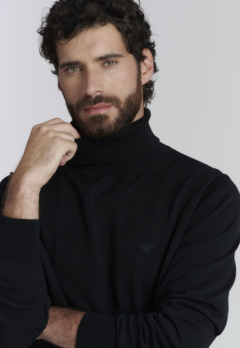SWEATER ALGODÓN HOMBRE FEROUCH NEGRO TURTLE NECK F SMART CASUAL BLACK - 3
