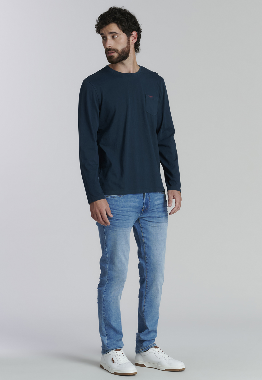 POLERA ALGODÓN HOMBRE FEROUCH AZUL BÁSICA OREGON FR MARINE - 2