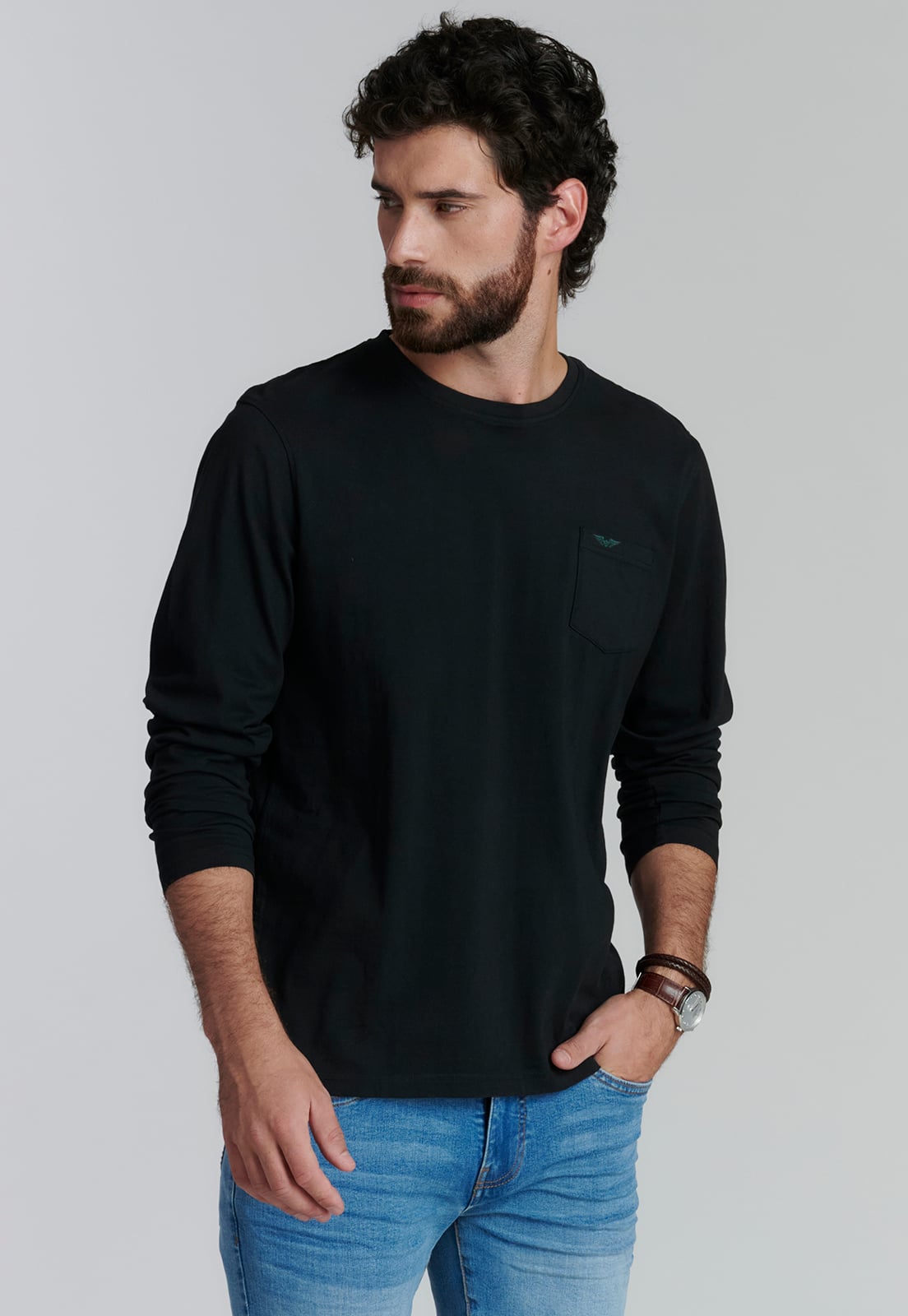 POLERA ALGODÓN HOMBRE FEROUCH NEGRO BÁSICA OREGON FR BLACK - 1
