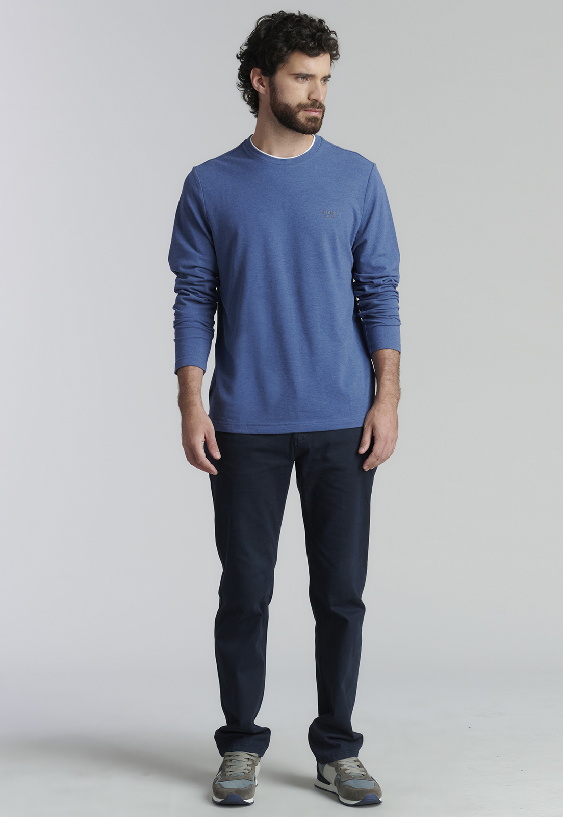 POLERA ALGODÓN HOMBRE FEROUCH AZUL HOBOKEN FJS MARINO MELANGE - 2