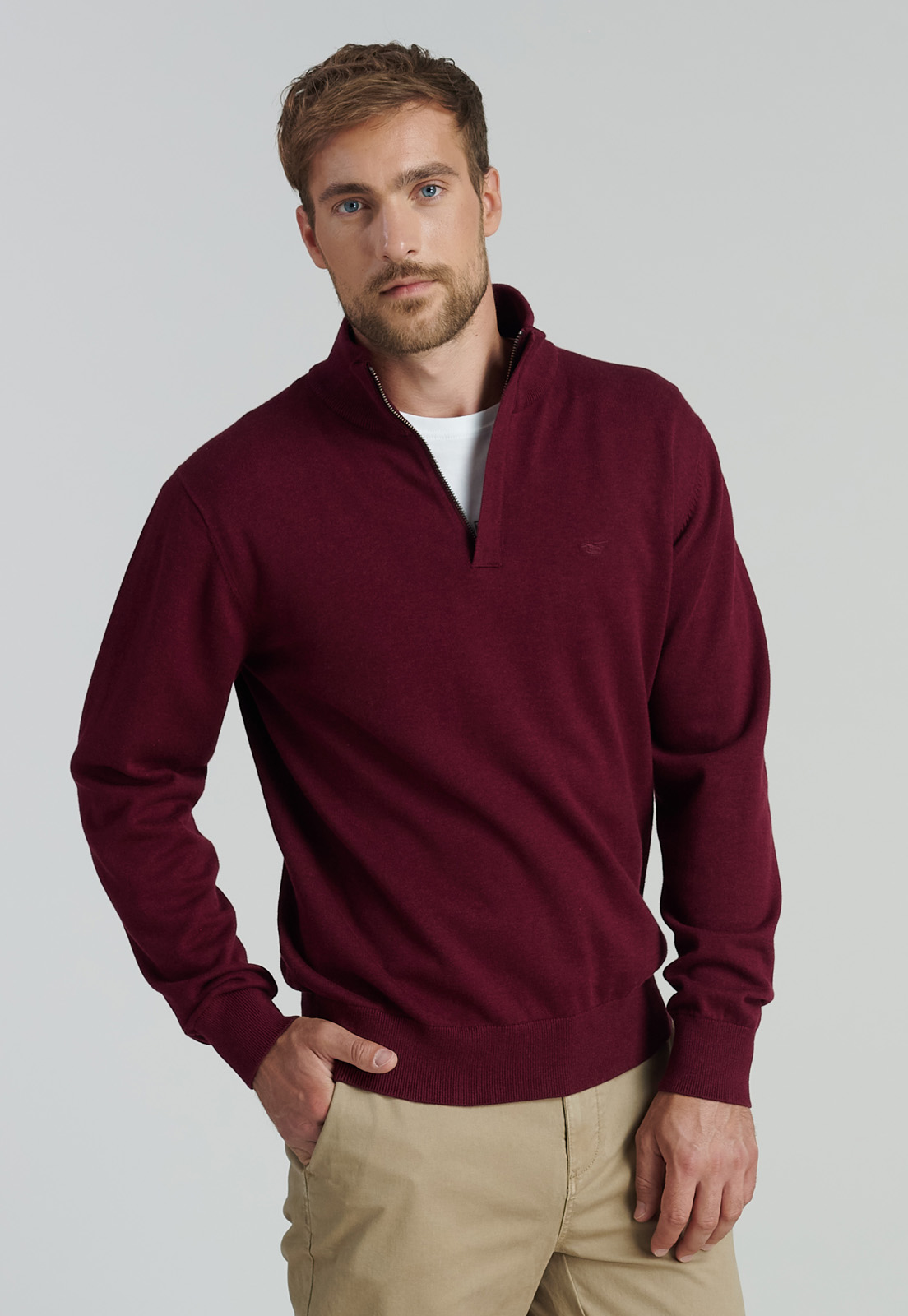 SWEATER ALGODÓN HOMBRE FEROUCH ROJO OKLAHOMA F BUSINESS DK BURGUNDY - 1