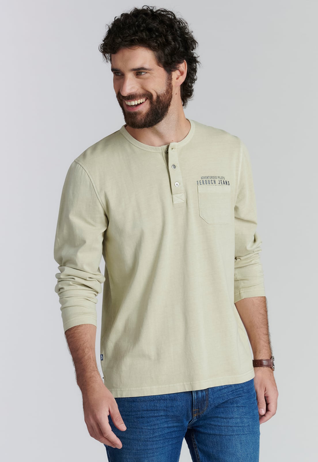 POLERA ALGODÓN HOMBRE FEROUCH BEIGE FLORIDA FJS OYSTER - 1