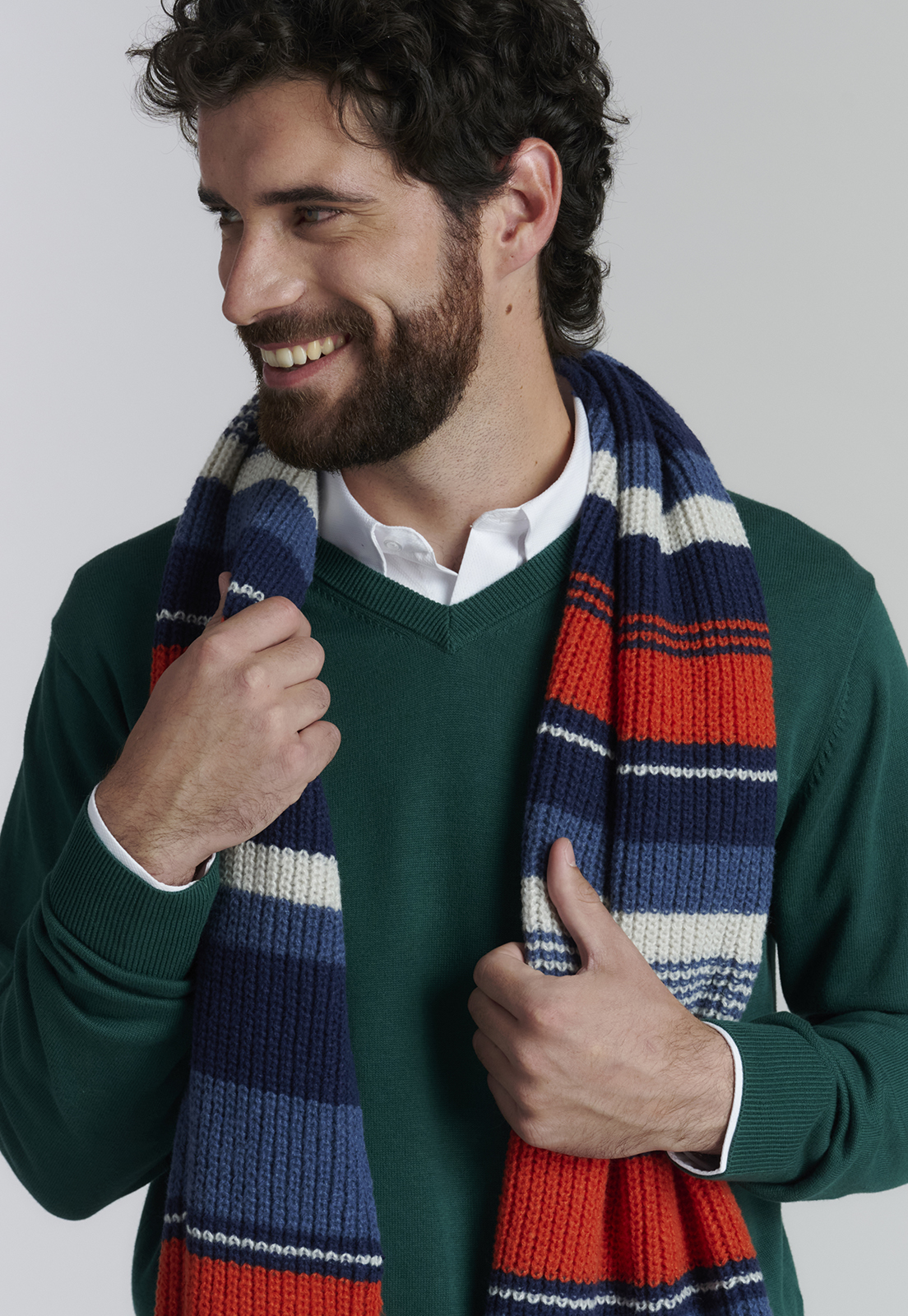 SWEATER ALGODÓN HOMBRE FEROUCH CAFÉ V NECK SOLIDO F SMART CASUAL FOREST - 5