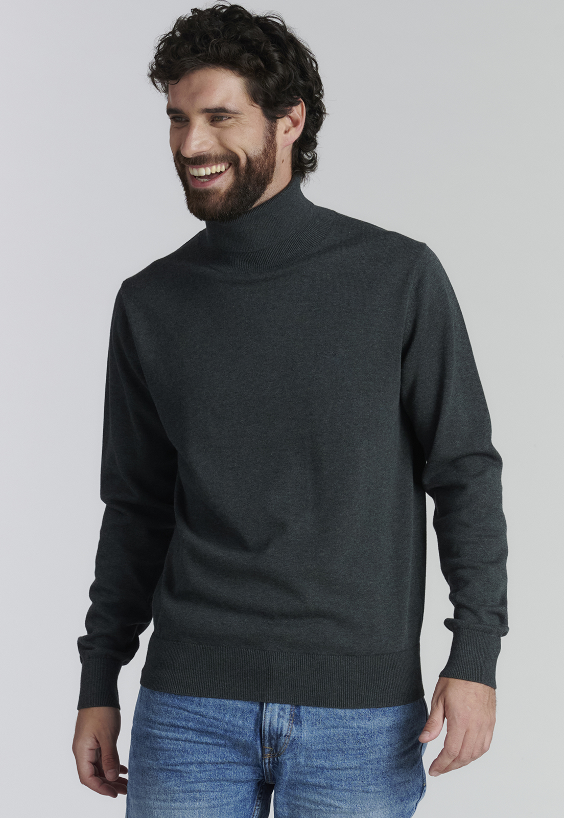 SWEATER ALGODÓN HOMBRE FEROUCH GRIS TURTLE NECK F SMART CASUAL GRAPHITE - 1