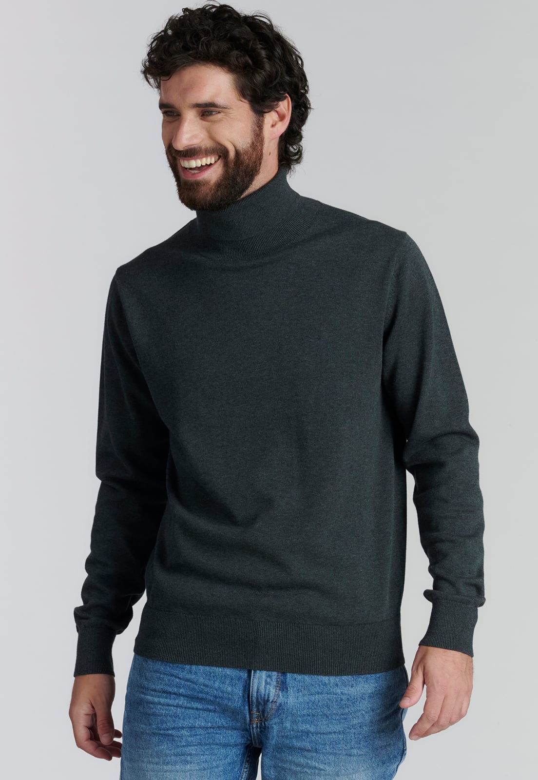 SWEATER ALGODÓN HOMBRE FEROUCH GRIS TURTLE NECK F SMART CASUAL GRAPHITE - 1