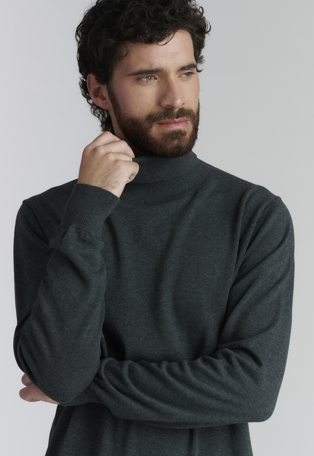 SWEATER ALGODÓN HOMBRE FEROUCH GRIS TURTLE NECK F SMART CASUAL GRAPHITE - 3
