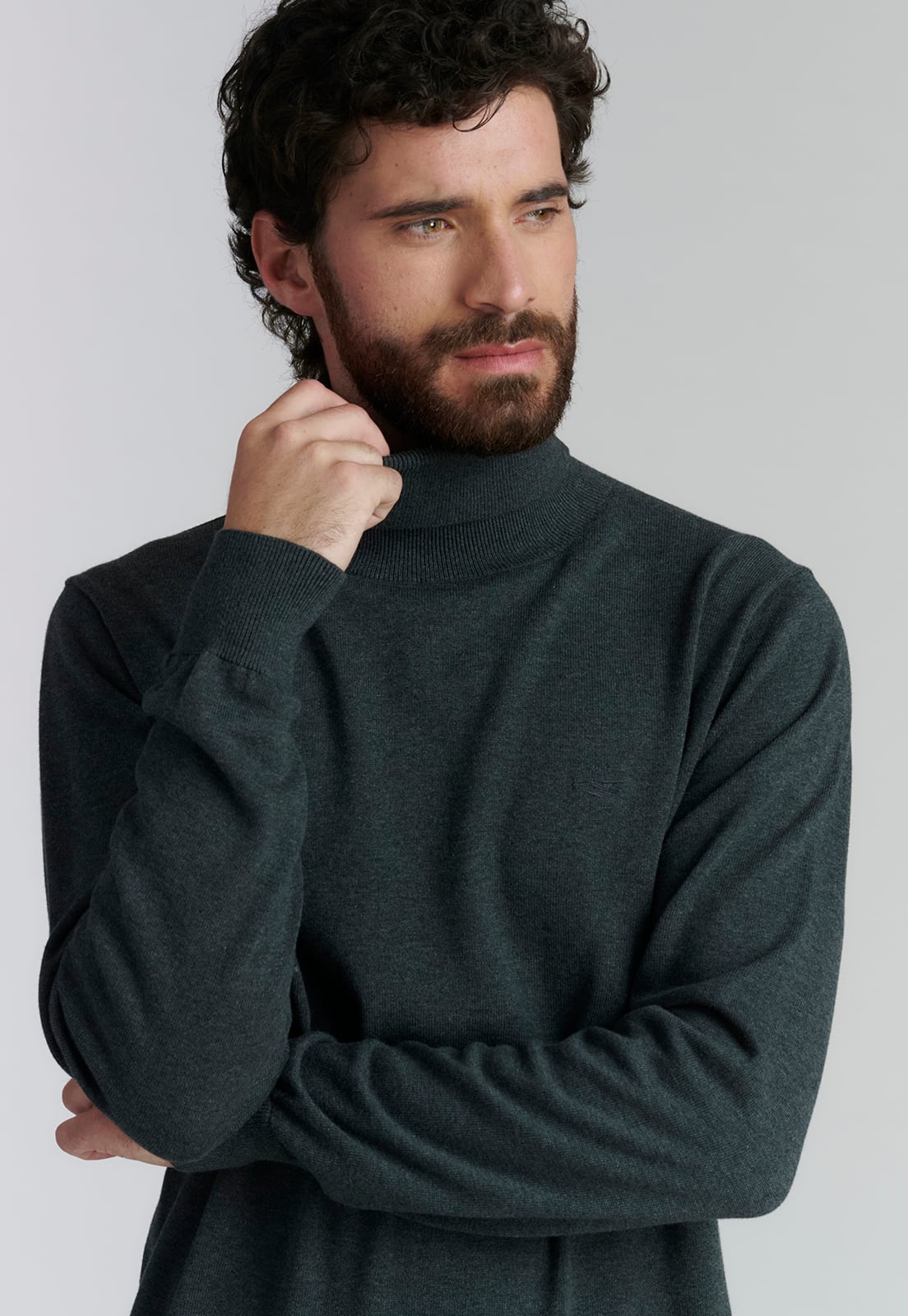 SWEATER ALGODÓN HOMBRE FEROUCH GRIS TURTLE NECK F SMART CASUAL GRAPHITE - 3
