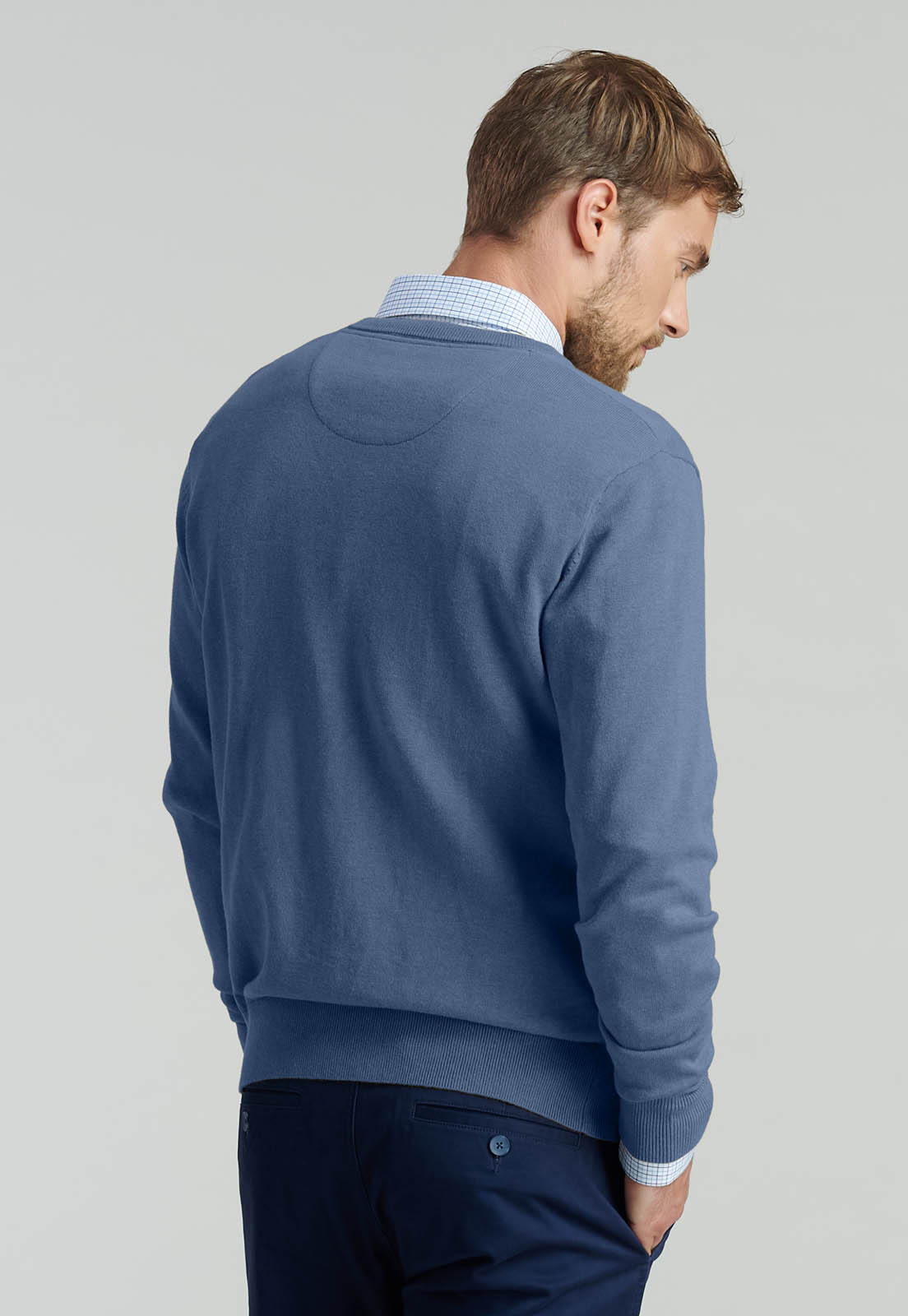 SWEATER V NECK MELANGE F SMART CASUAL LT BLUE - 4