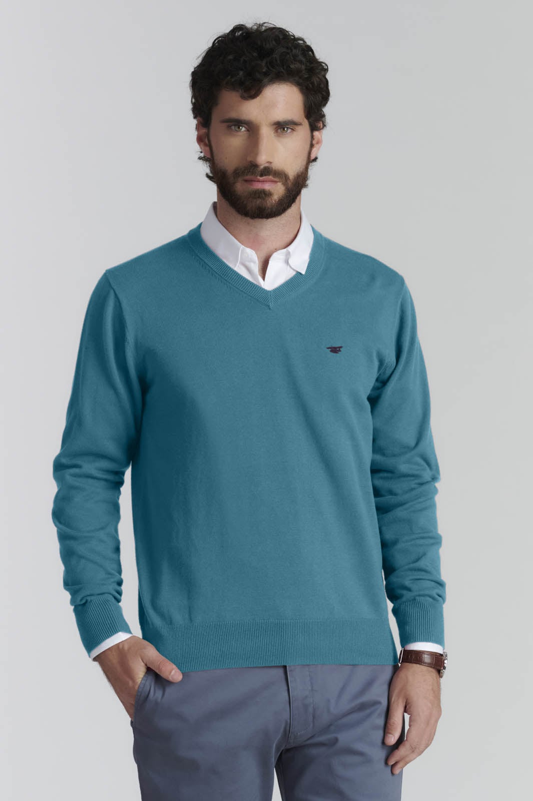 SWEATER V NECK SOLIDO F SMART CASUAL LT RIVER - 1