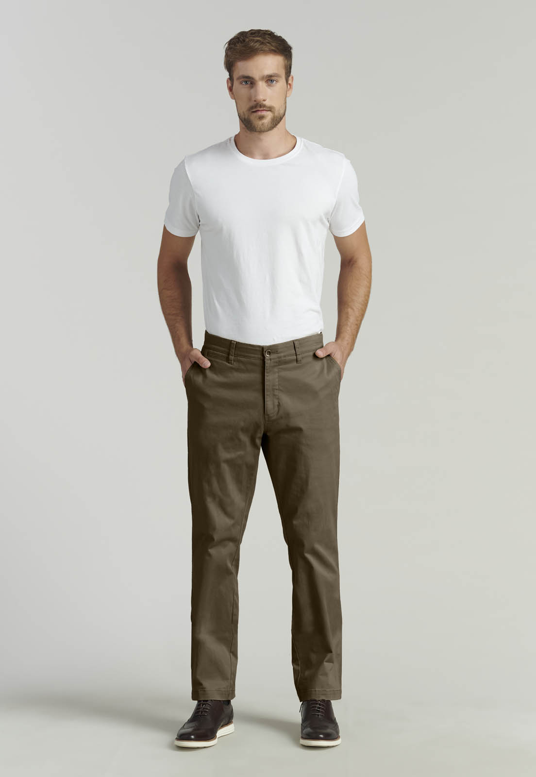 PANTALON TWILL WITHOUT PLEATS L/33 BUSINESS BROWN - 2