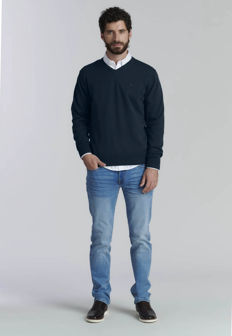 SWEATER V NECK SOLIDO F SMART CASUAL NAVY - 2