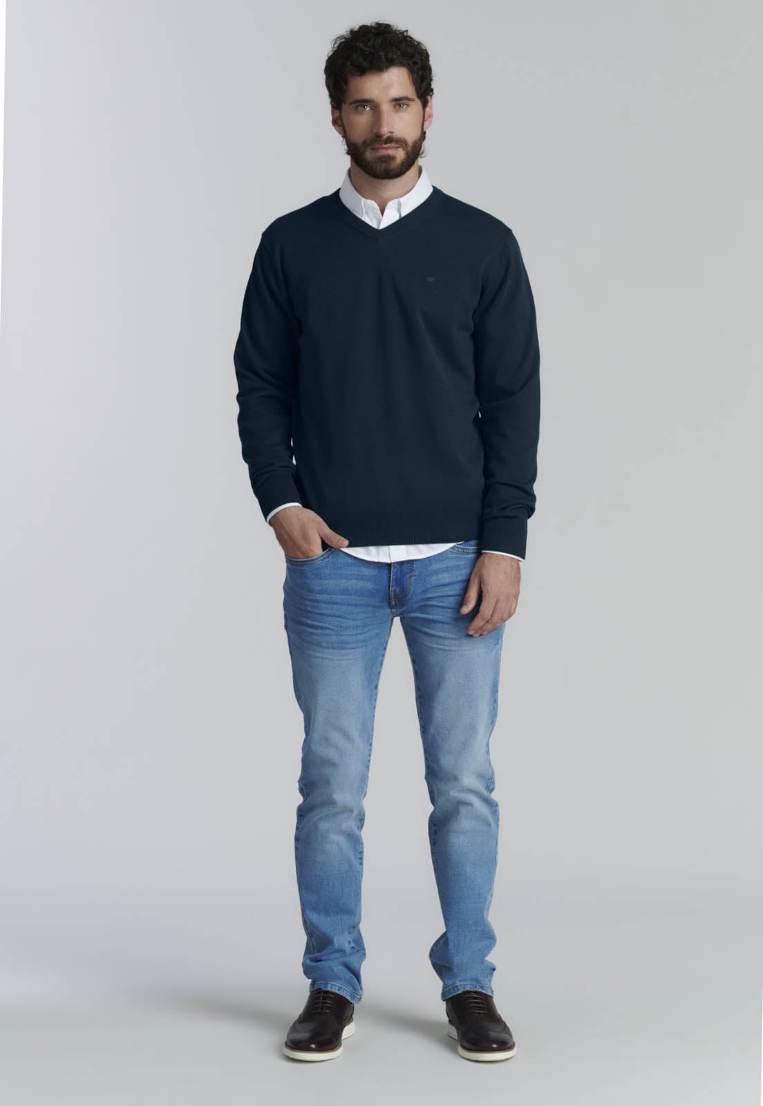 SWEATER V NECK SOLIDO F SMART CASUAL NAVY - 2