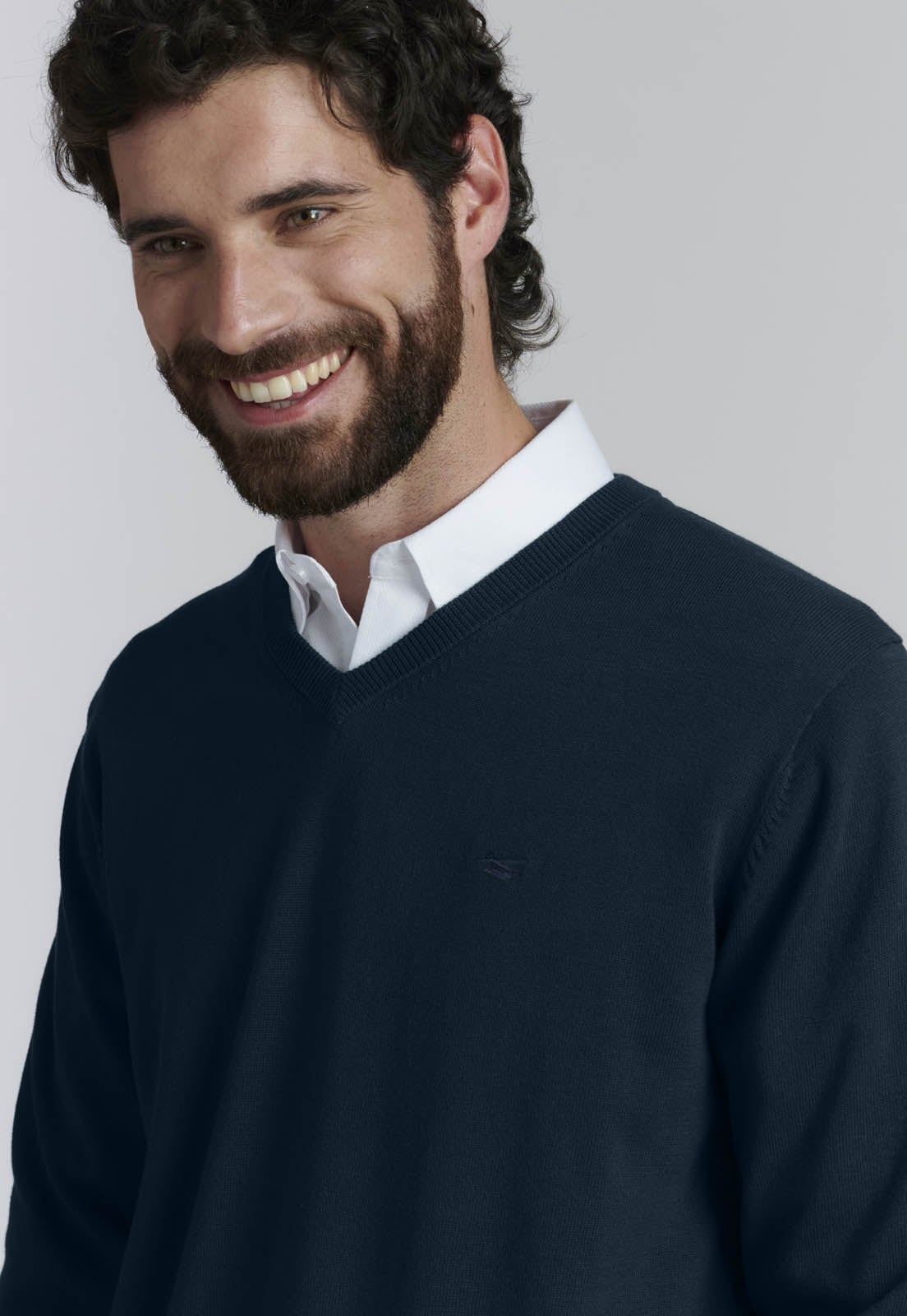 SWEATER V NECK SOLIDO F SMART CASUAL NAVY - 3