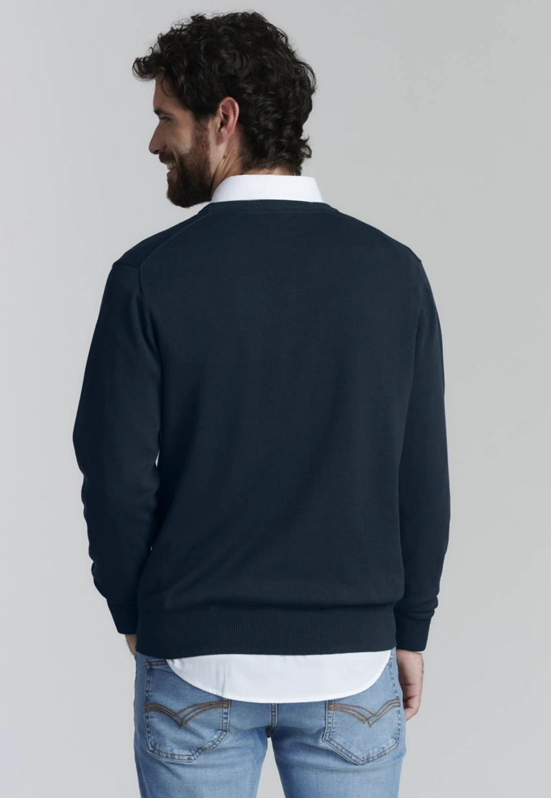 SWEATER V NECK SOLIDO F SMART CASUAL NAVY - 4