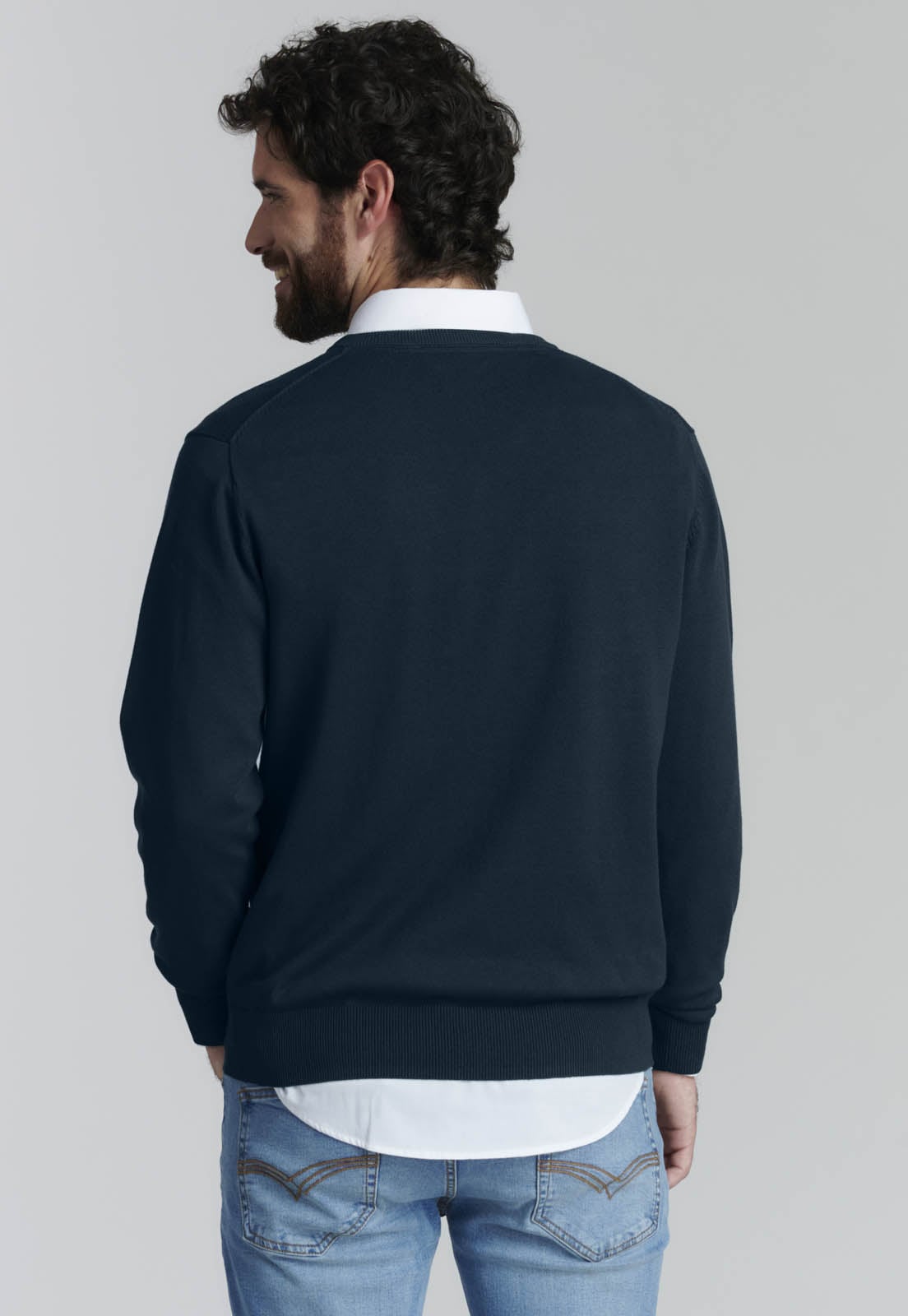 SWEATER V NECK SOLIDO F SMART CASUAL NAVY - 4