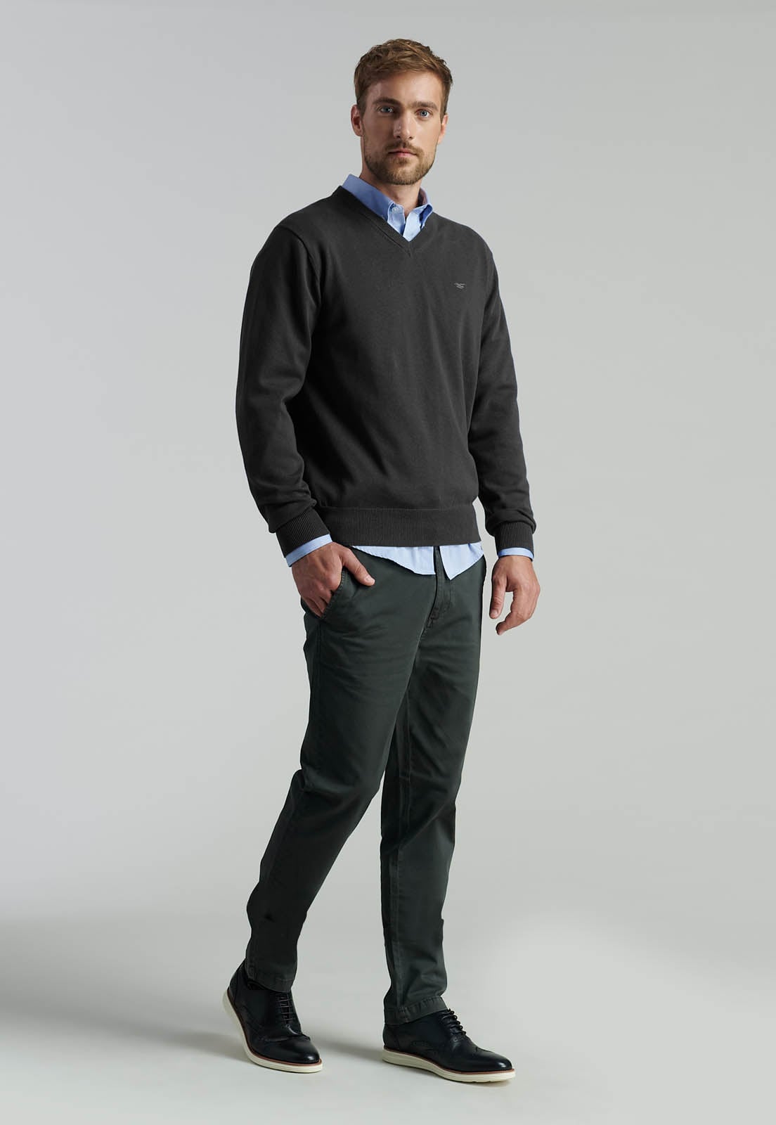 SWEATER V NECK SOLIDO F SMART CASUAL BLACK - 2