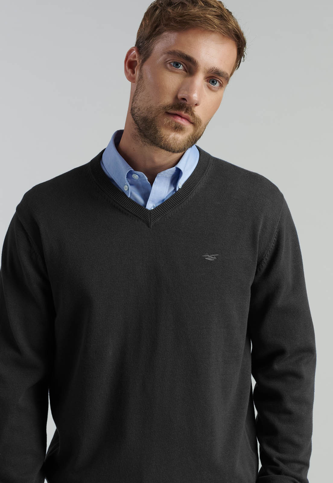 SWEATER V NECK SOLIDO F SMART CASUAL BLACK - 3