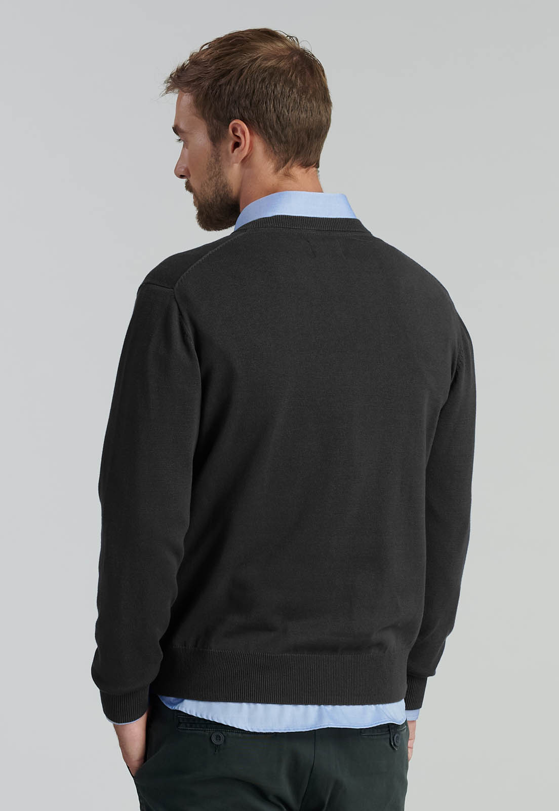 SWEATER V NECK SOLIDO F SMART CASUAL BLACK - 4