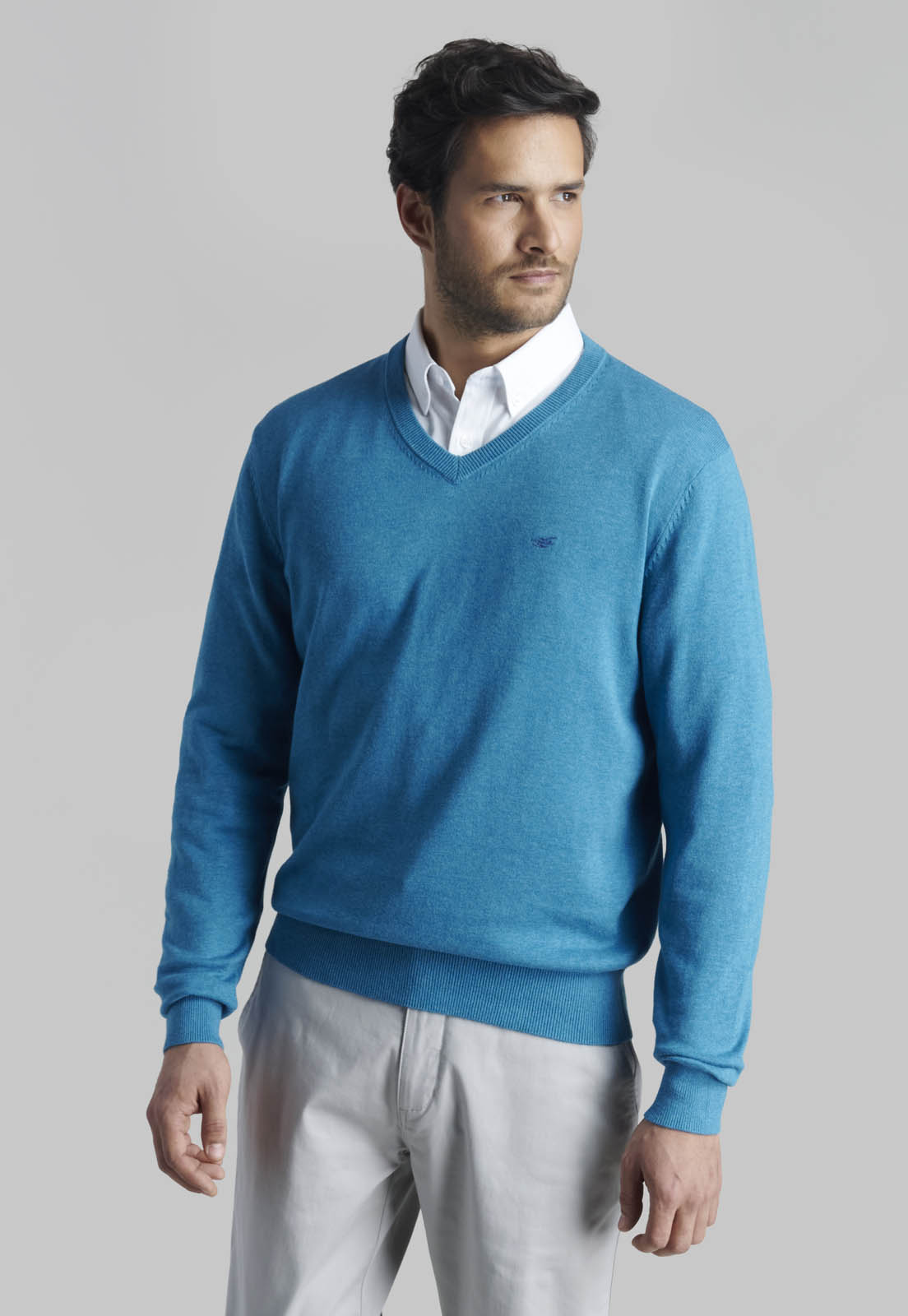 SWEATER V NECK MELANGE RIVER - 1