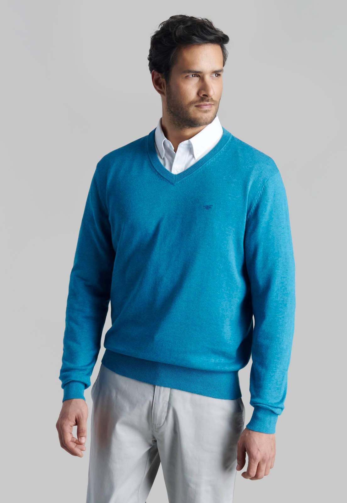 SWEATER V NECK MELANGE RIVER - 1