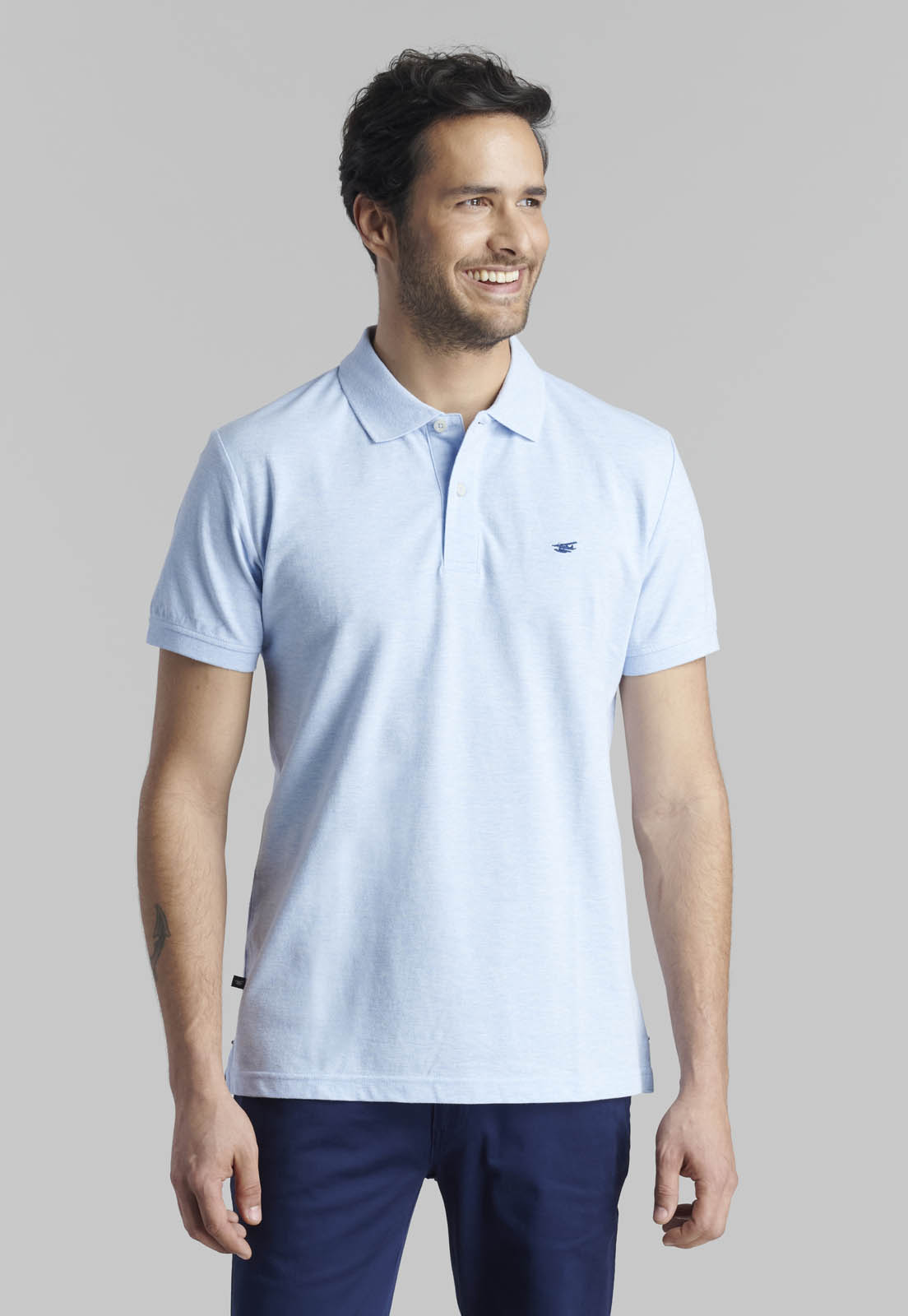 POLERA PIQUE BASICA SKY MELANGE - 1