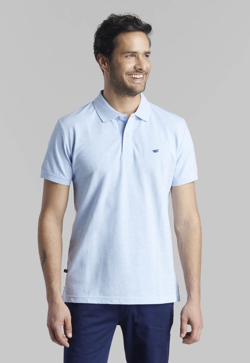 POLERA PIQUE BASICA SKY MELANGE - 1