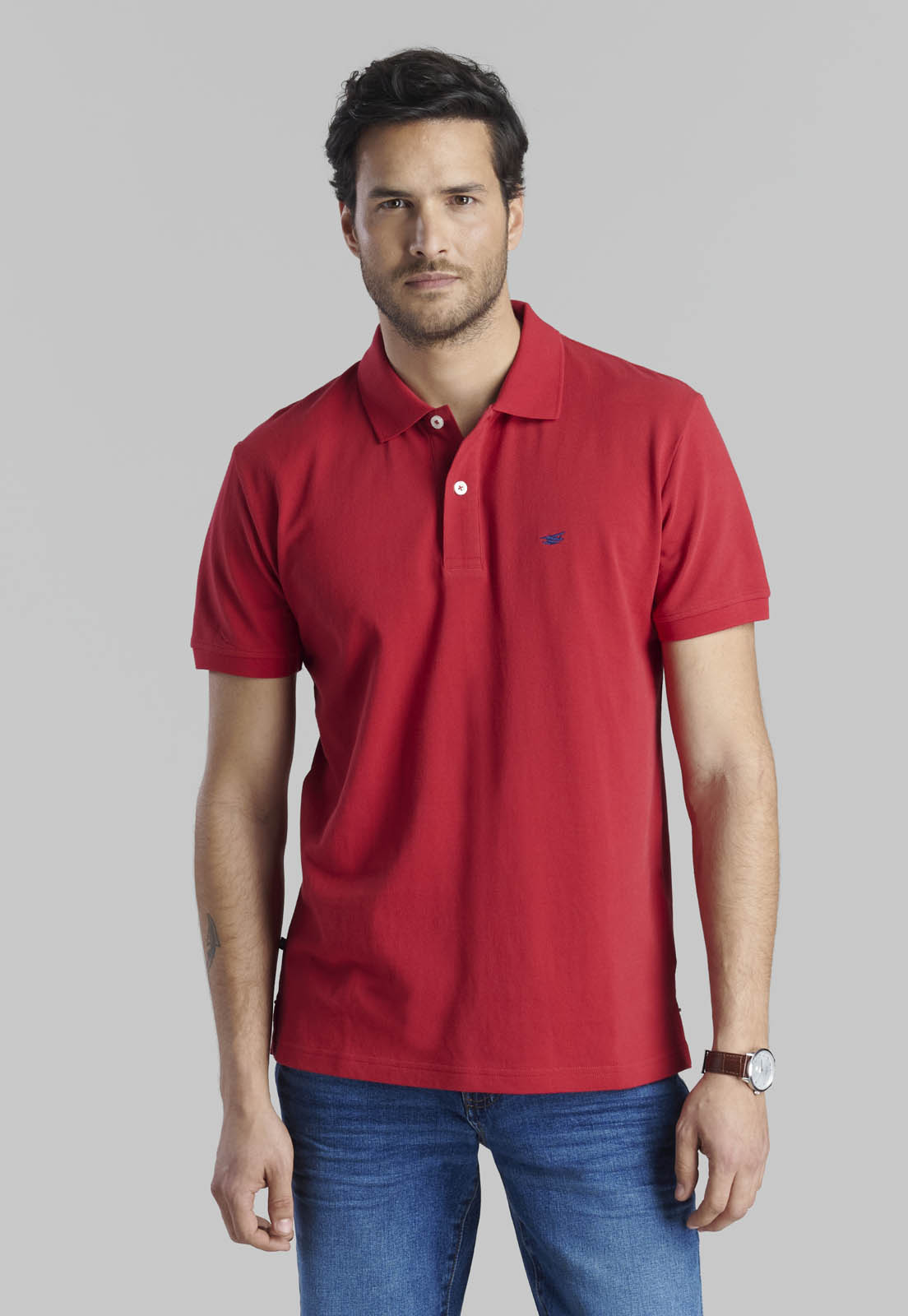 POLERA PIQUE BASICA DK RED - 1