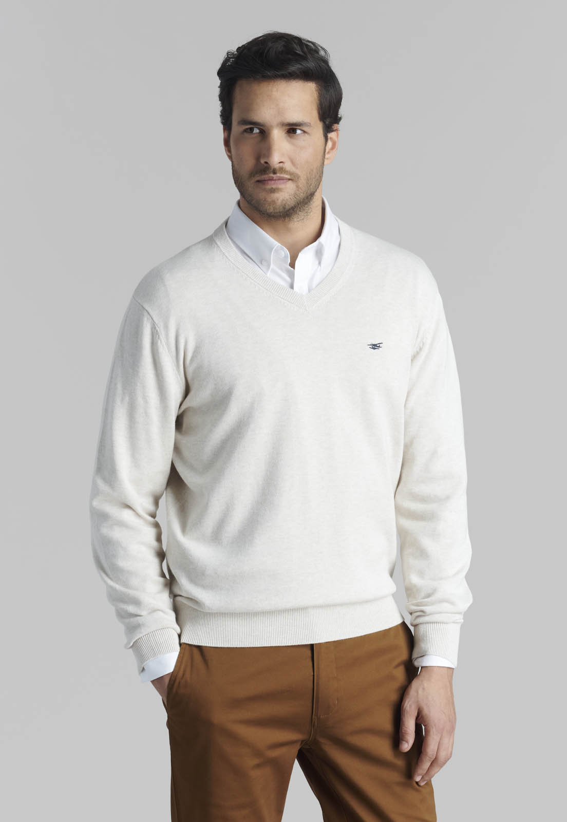 SWEATER V NECK MELANGE MARBLE - 1
