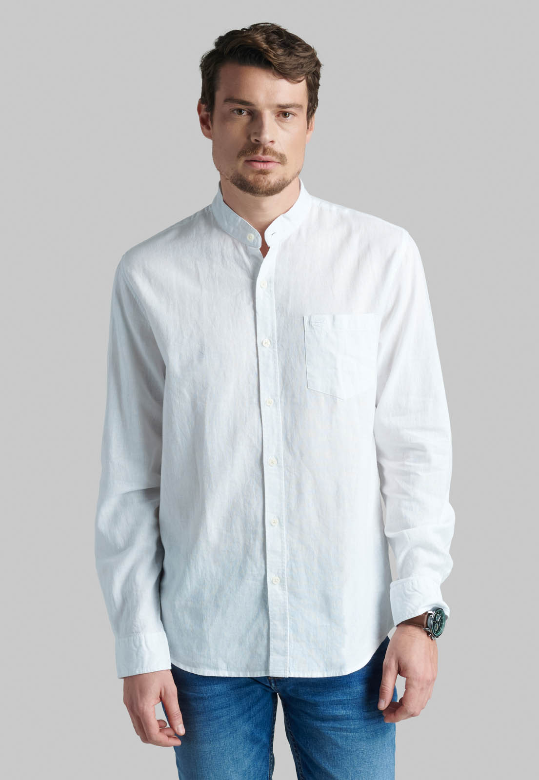 CAMISA CUELLO MAO LINO MIDLAND WHITE - 1