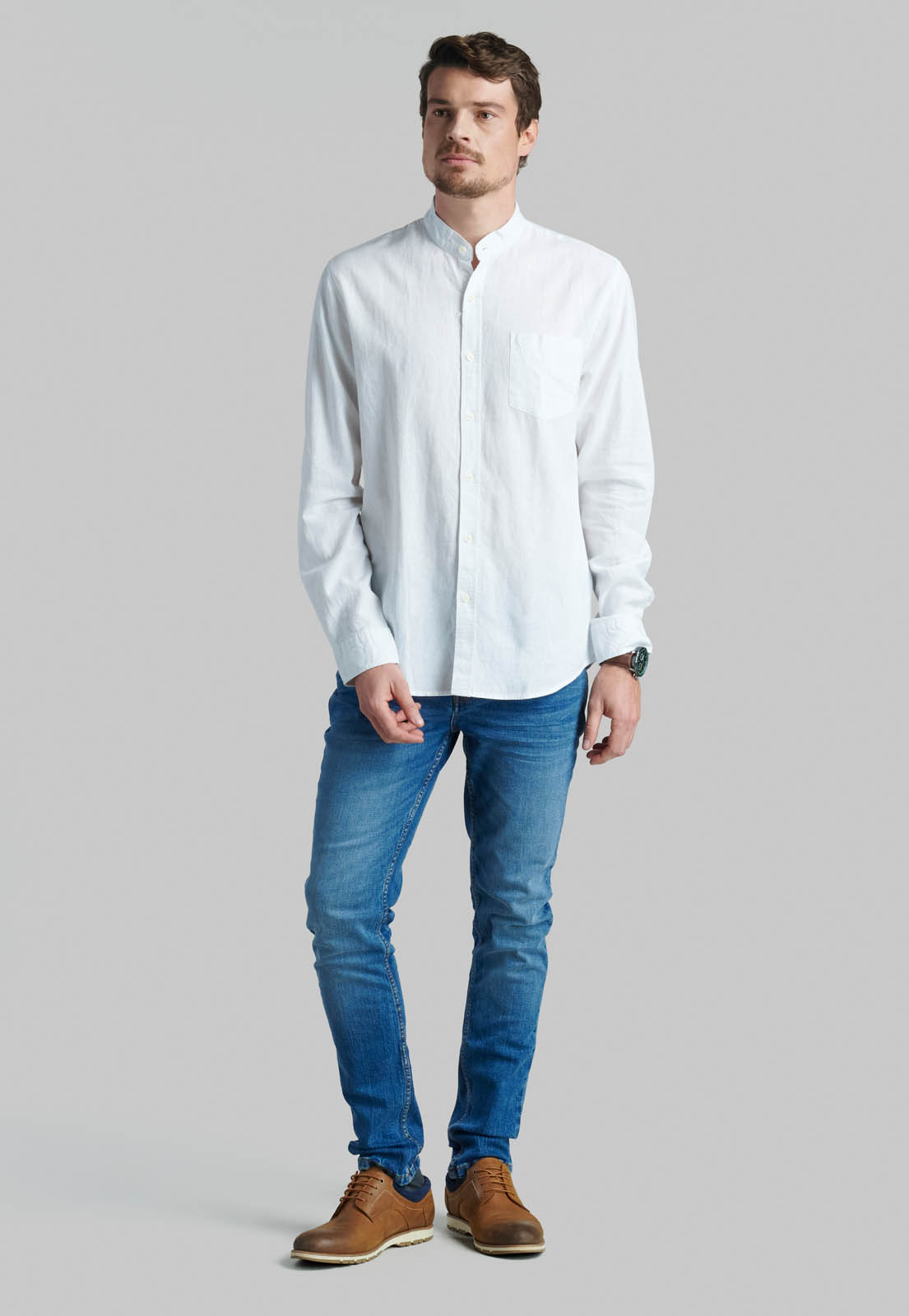 CAMISA CUELLO MAO LINO MIDLAND WHITE - 2