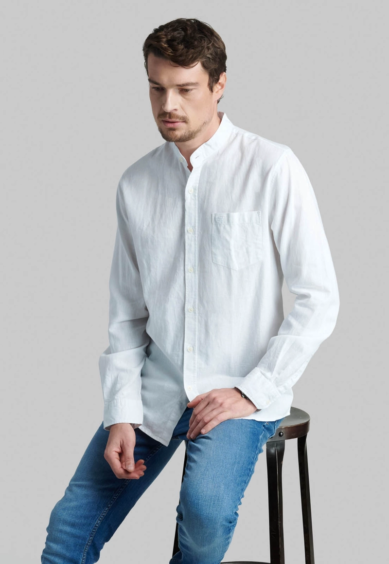 CAMISA CUELLO MAO LINO MIDLAND WHITE - 5
