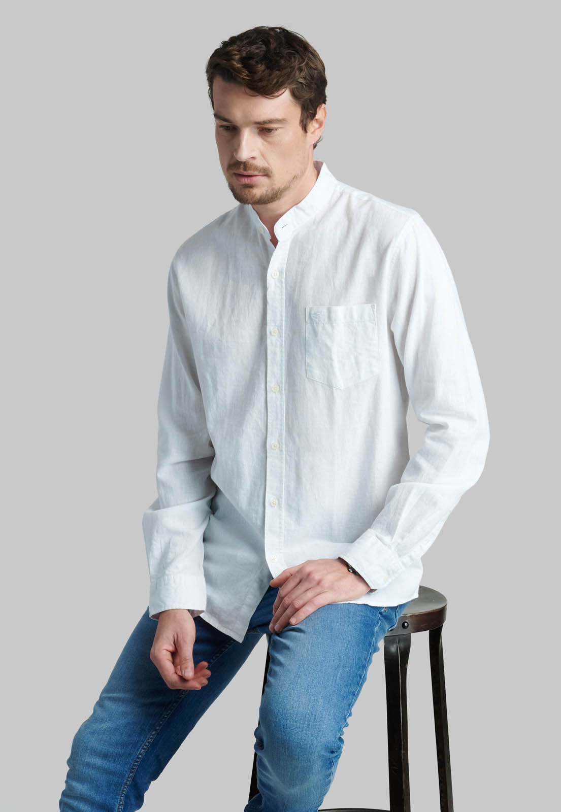 CAMISA CUELLO MAO LINO MIDLAND WHITE - 5