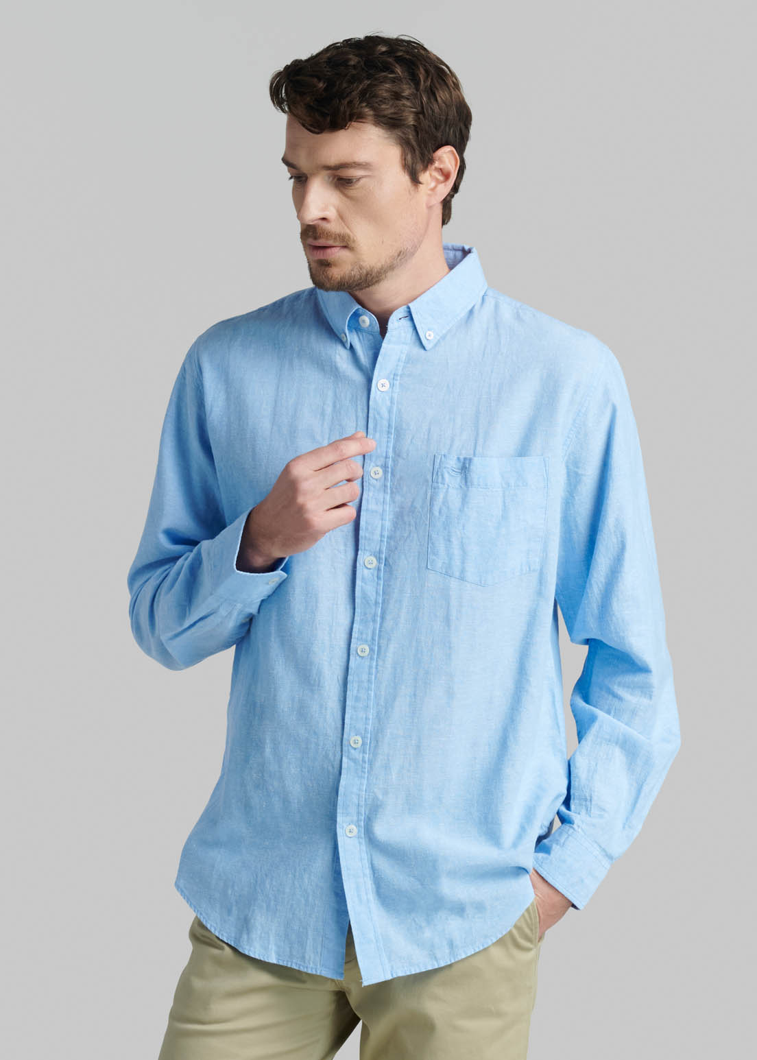 CAMISA SPORT LINO LOWELL SKY - 1