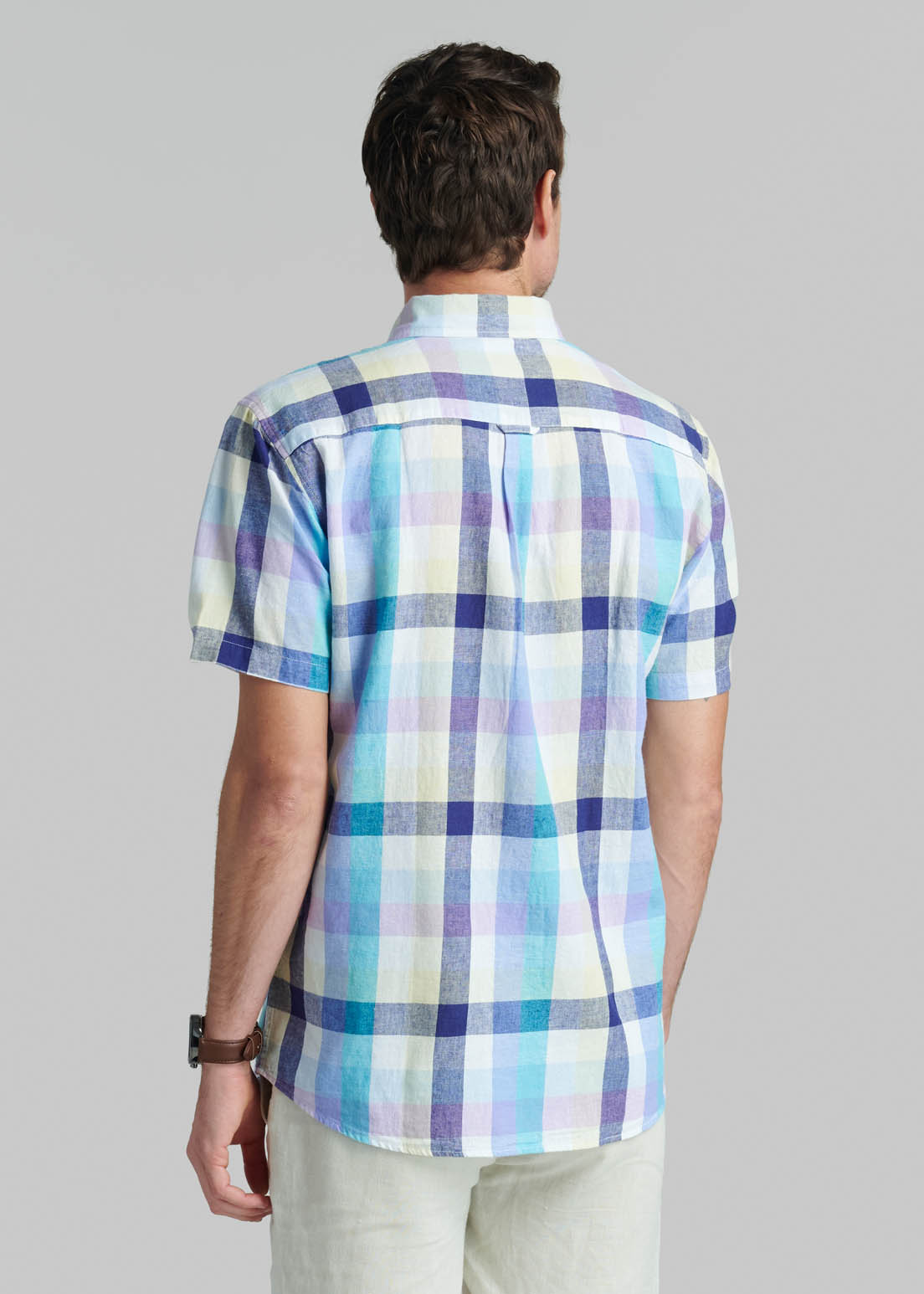 CAMISA LINO CUADROS PURPLE - 4