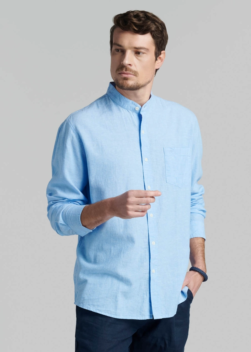 CAMISA CUELLO MAO LINO MIDLAND SKY - 1