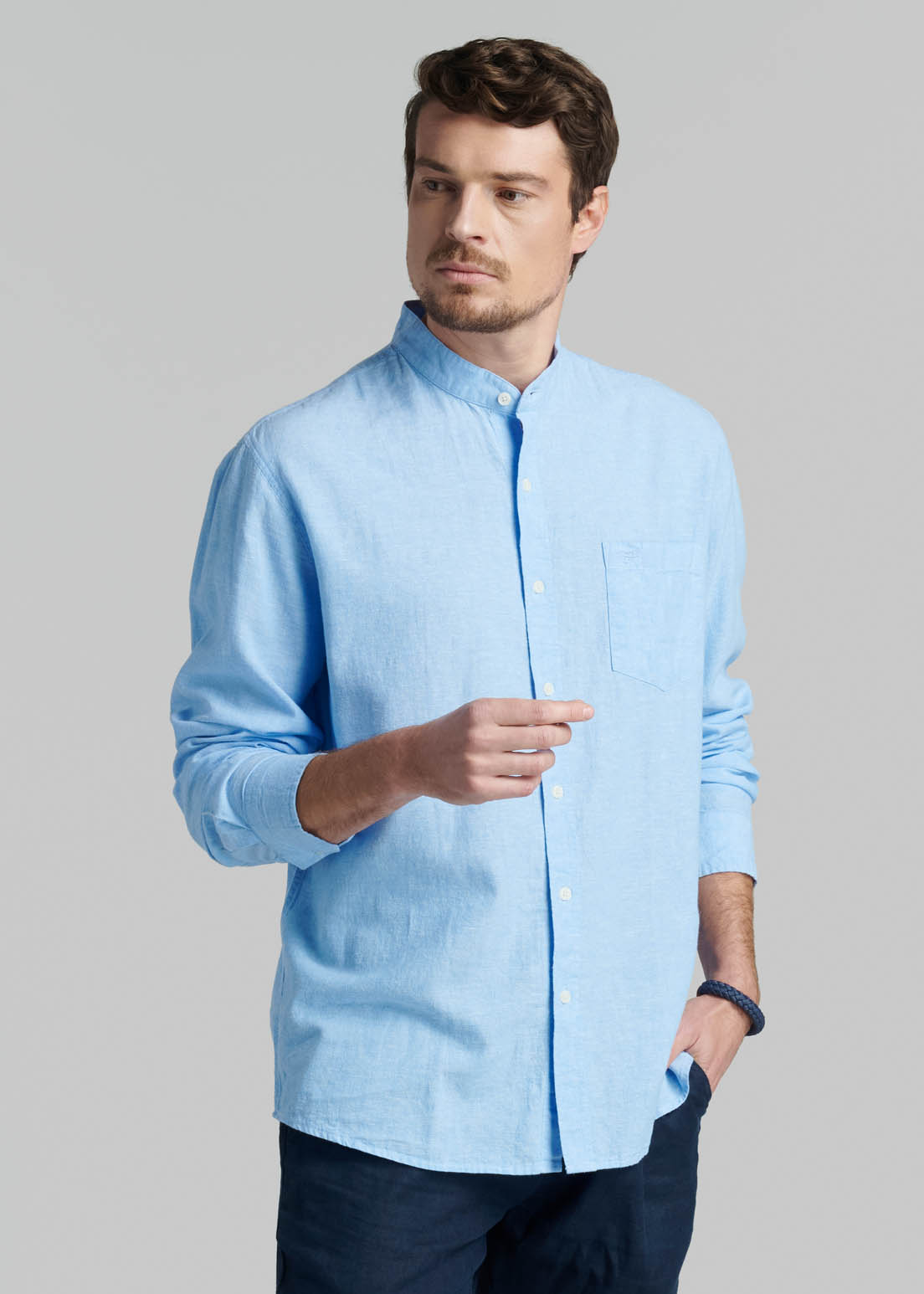 CAMISA CUELLO MAO LINO MIDLAND SKY - 1