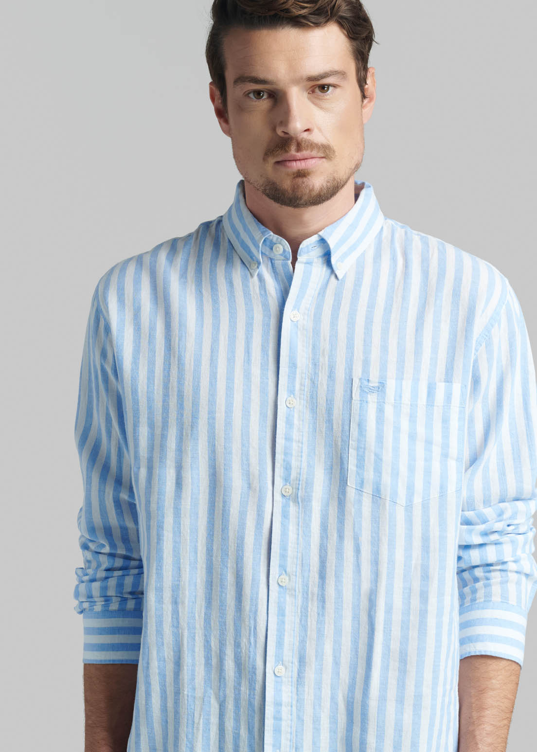 CAMISA LINO LISTADA OMAGA SKY - 3