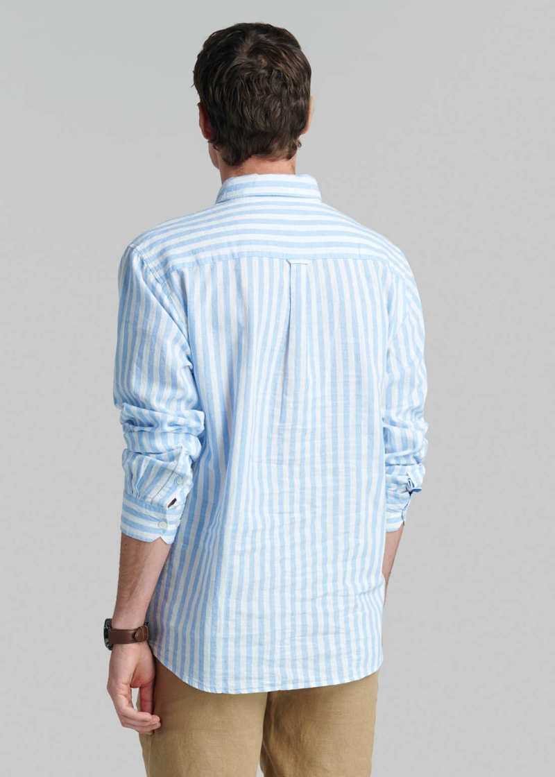 CAMISA LINO LISTADA OMAGA SKY - 4
