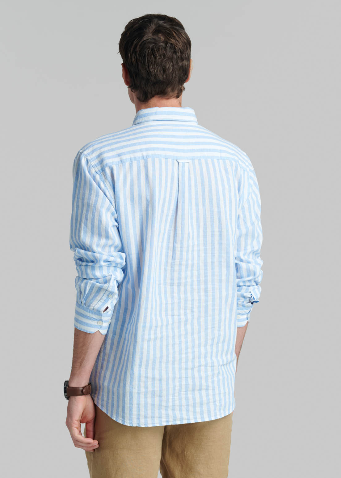 CAMISA LINO LISTADA OMAGA SKY - 4