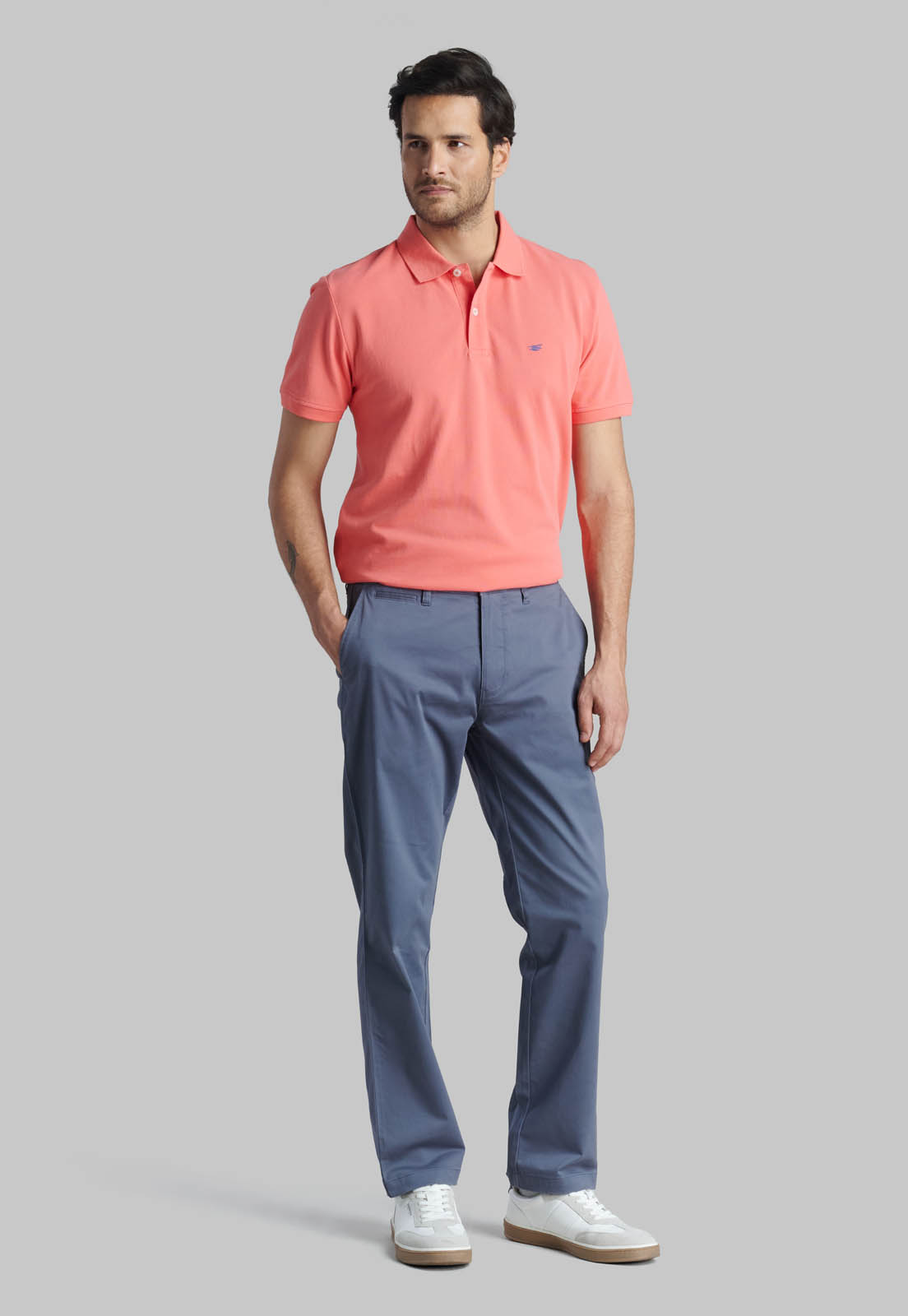 PANTALON BUSINESS TWILL WITHOUT PLEATS L/31 METAL - 2