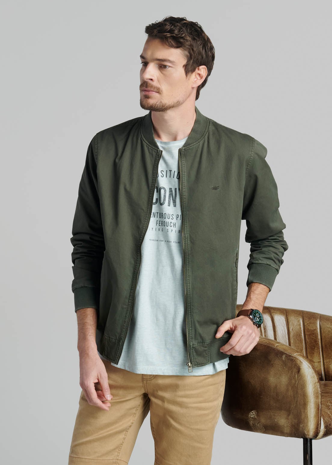 CHAQUETA BOMBER SPORT OLIVE - 5