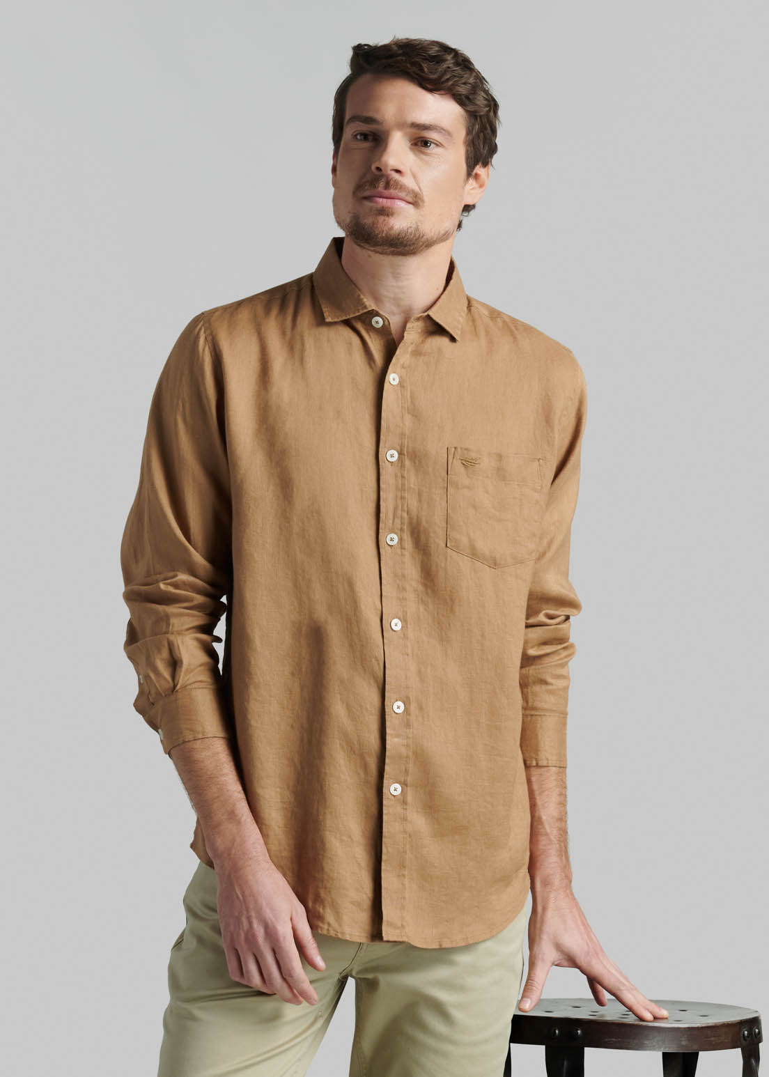 CAMISA LINO GREEN BAY CAMEL - 5