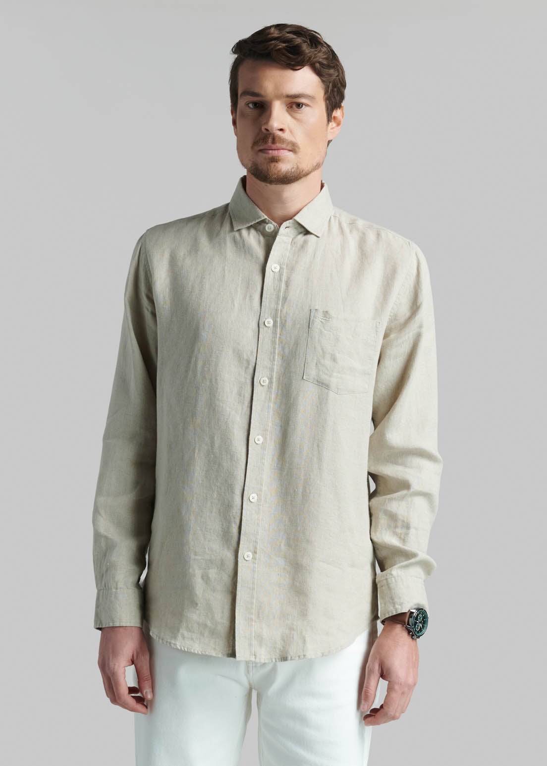 CAMISA LINO GREEN BAY BEIGE - 1